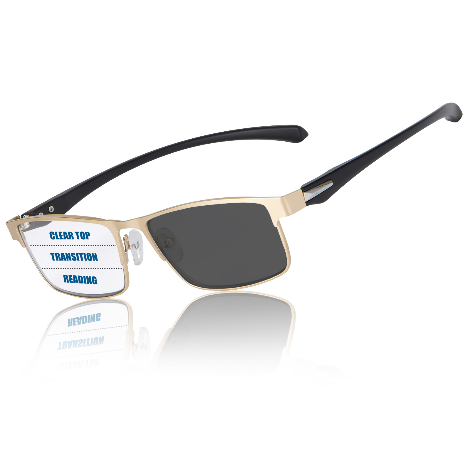 Photochromic Progressive Multifocus Reading Glasses Men